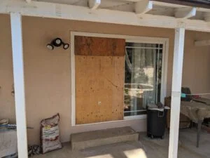 home board up and glass replacement
