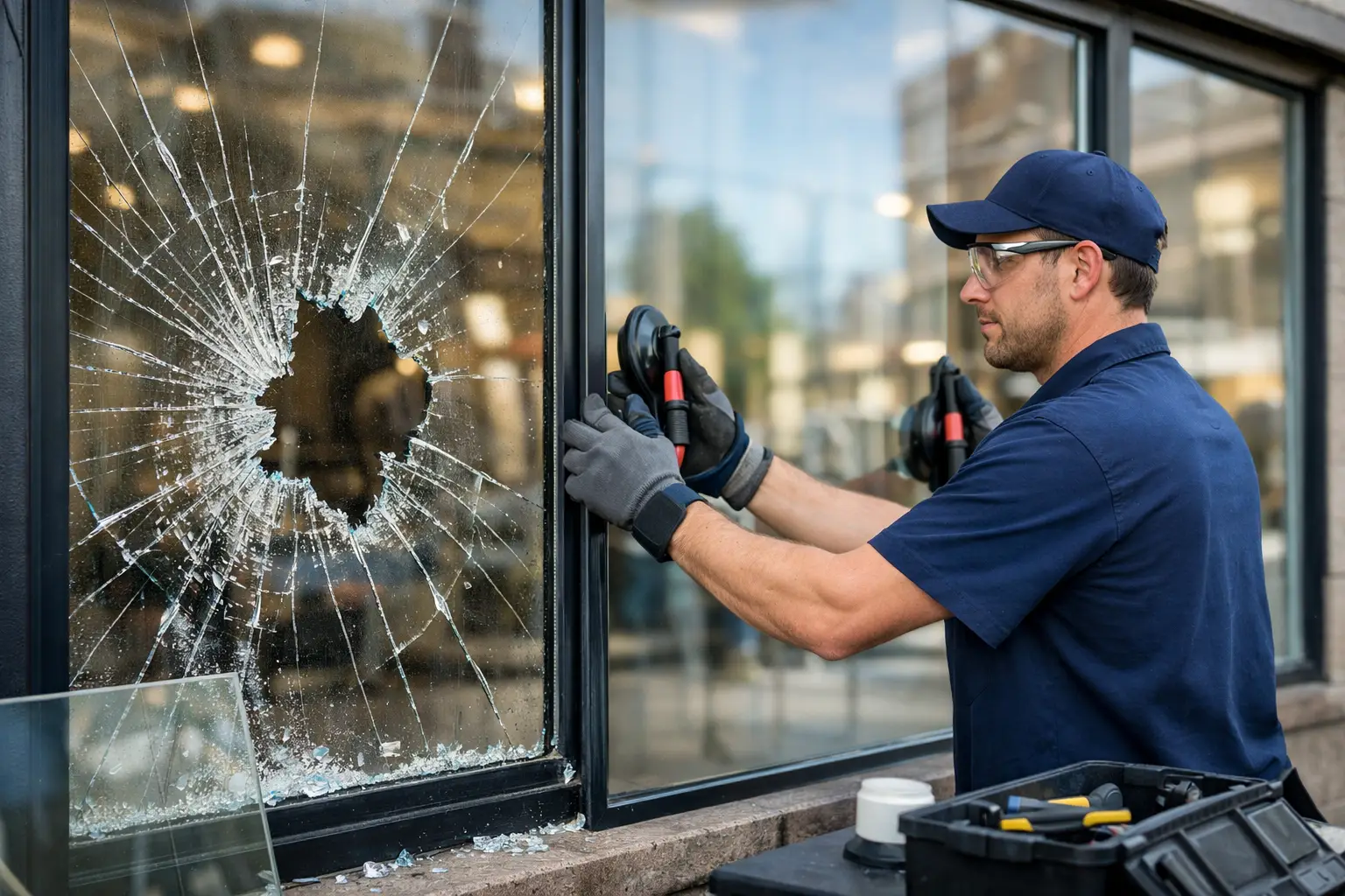 Broken Storefront Window Repair Fast